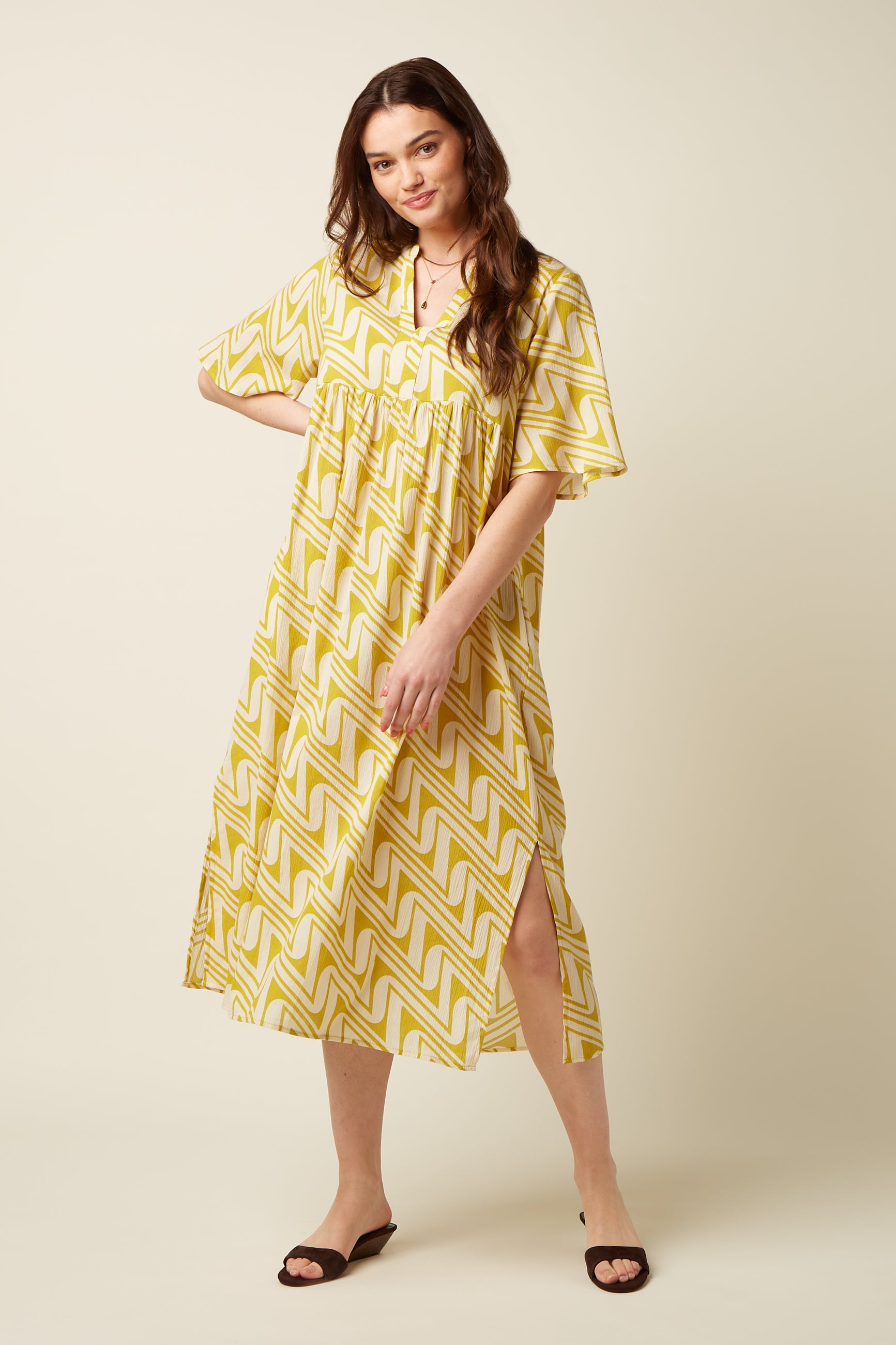 Ivana Dress Laguna Woven - Spring Yellow