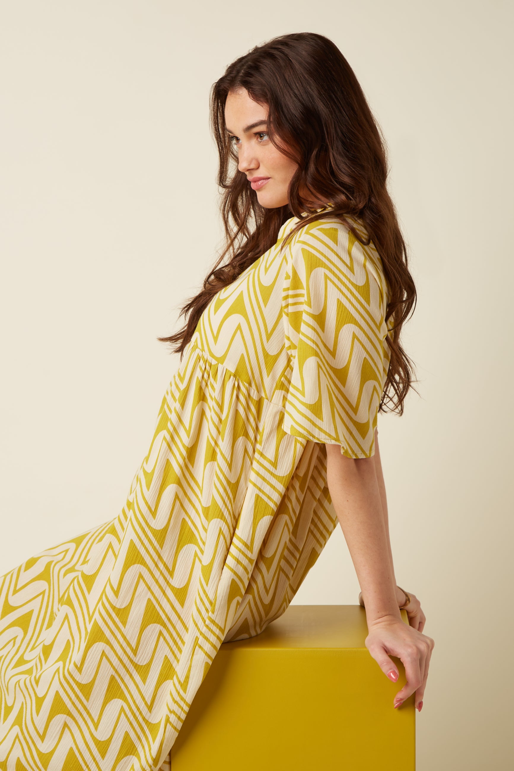 Ivana Dress Laguna Woven - Spring Yellow