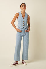 Bianca Gilet Corner Stripe - Denim Blue