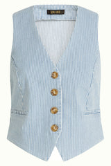 Bianca Gilet Corner Stripe - Denim Blue