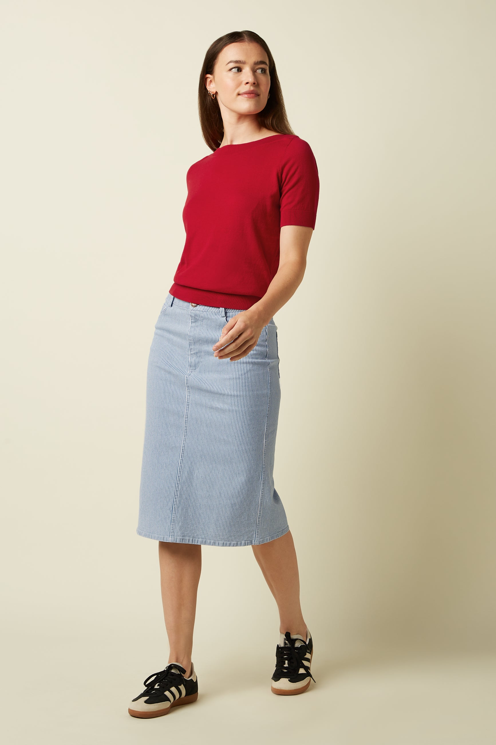 Prisca Skirt Corner Stripe - Denim Blue