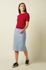 Prisca Skirt Corner Stripe - Denim Blue