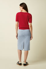 Prisca Skirt Corner Stripe - Denim Blue