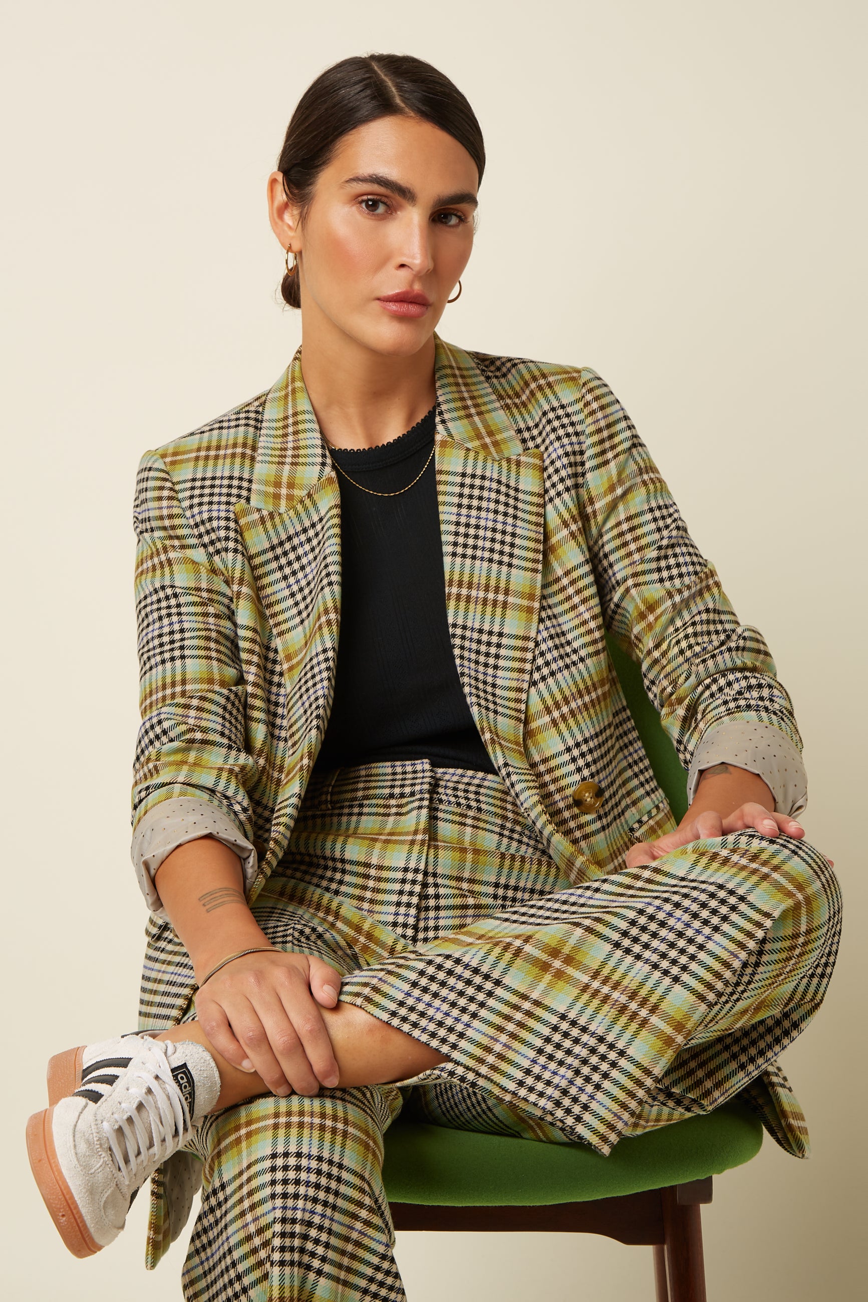 Tina Blazer Long Kooks Check - Black