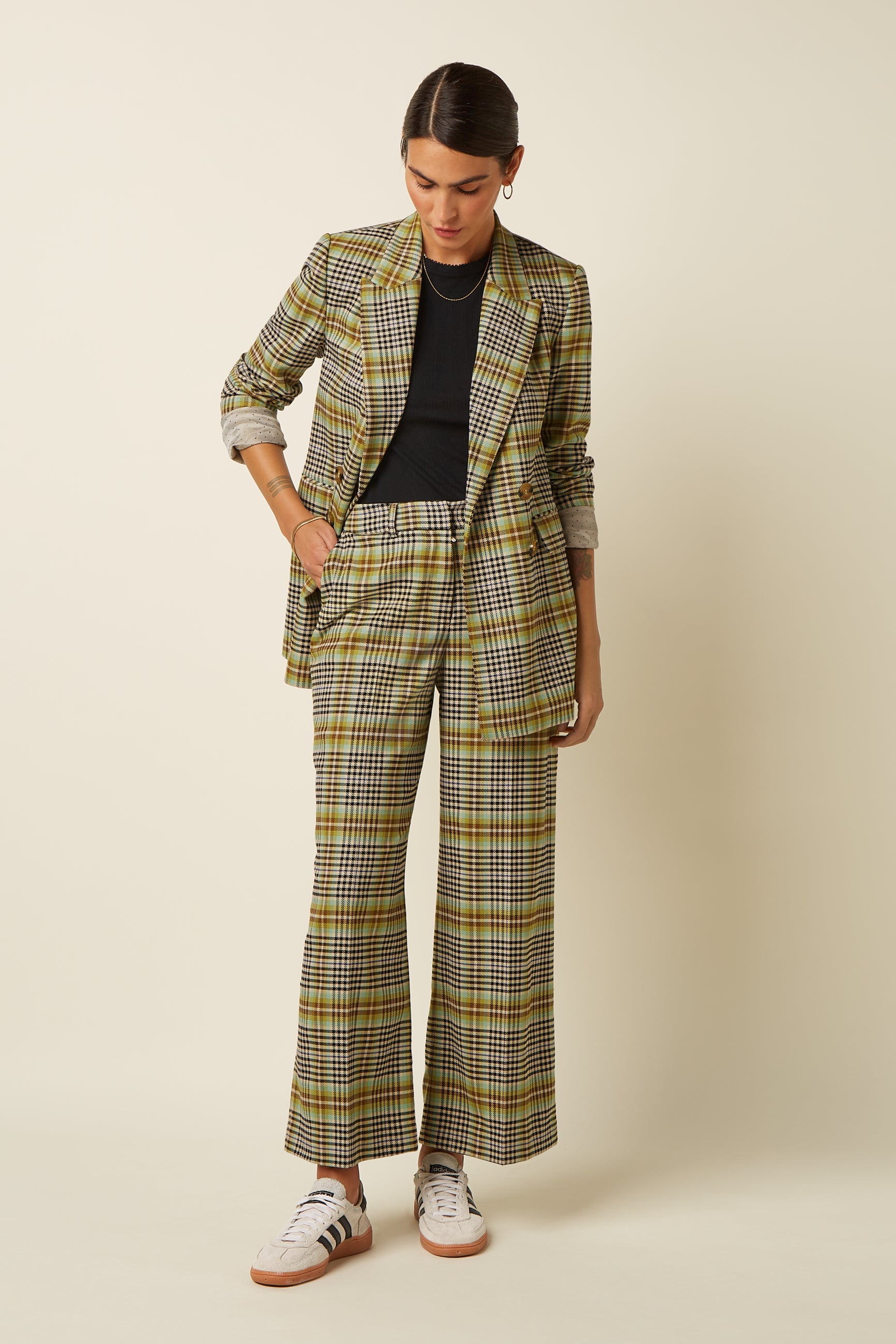 Tina Blazer Long Kooks Check - Black