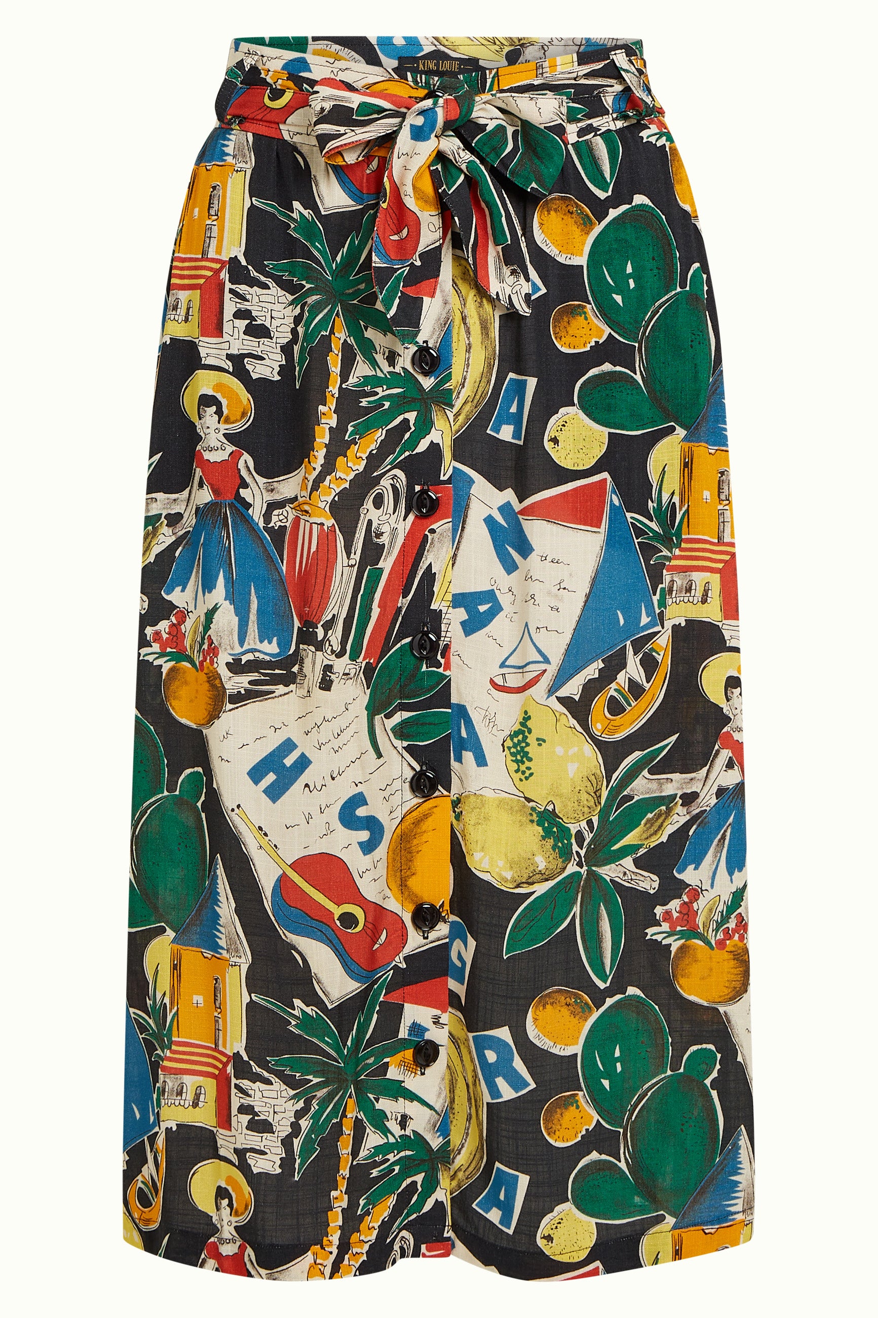 Lola Button Skirt Tropez - Black