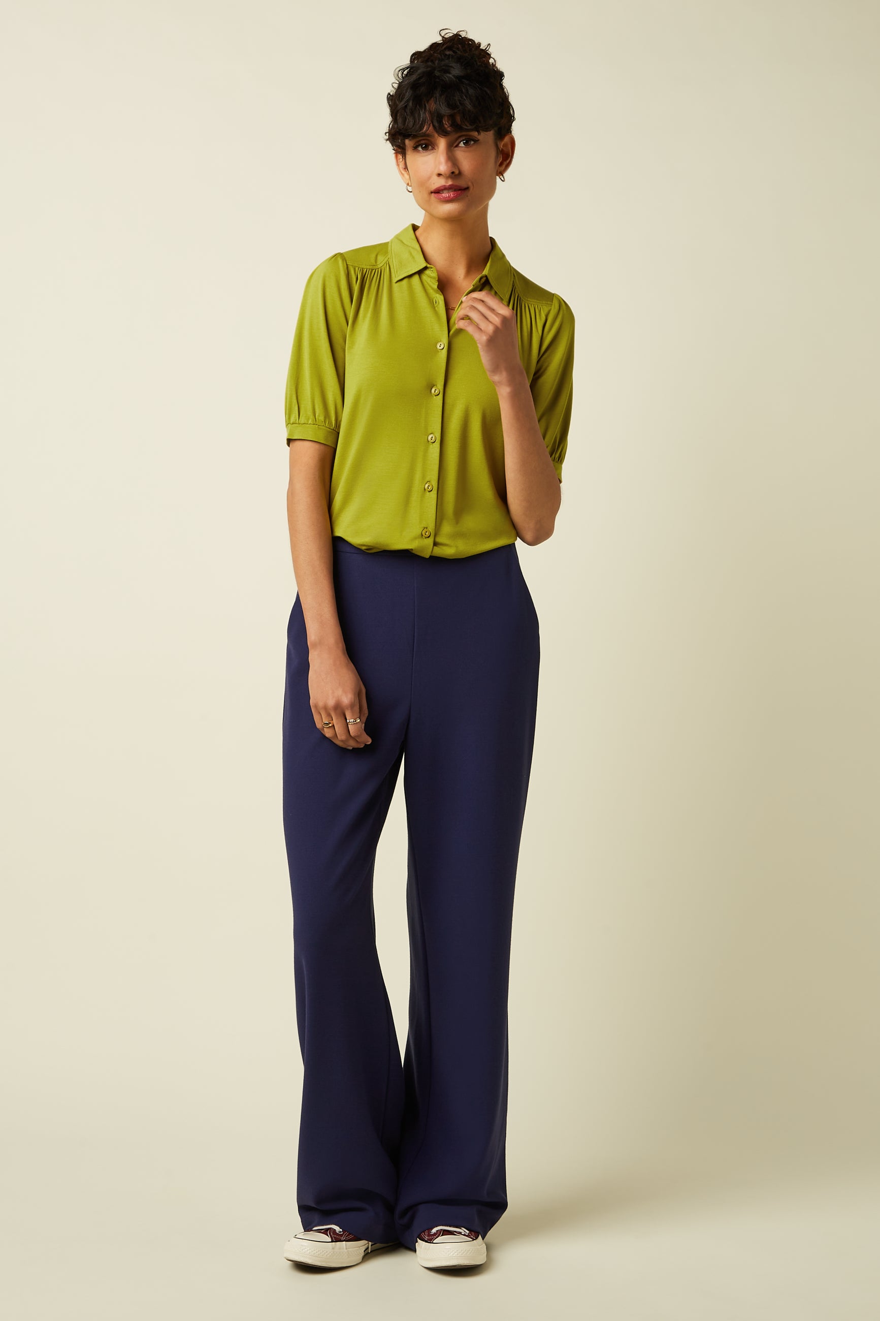 Ethel Pants Woven Crepe - Beacon Blue