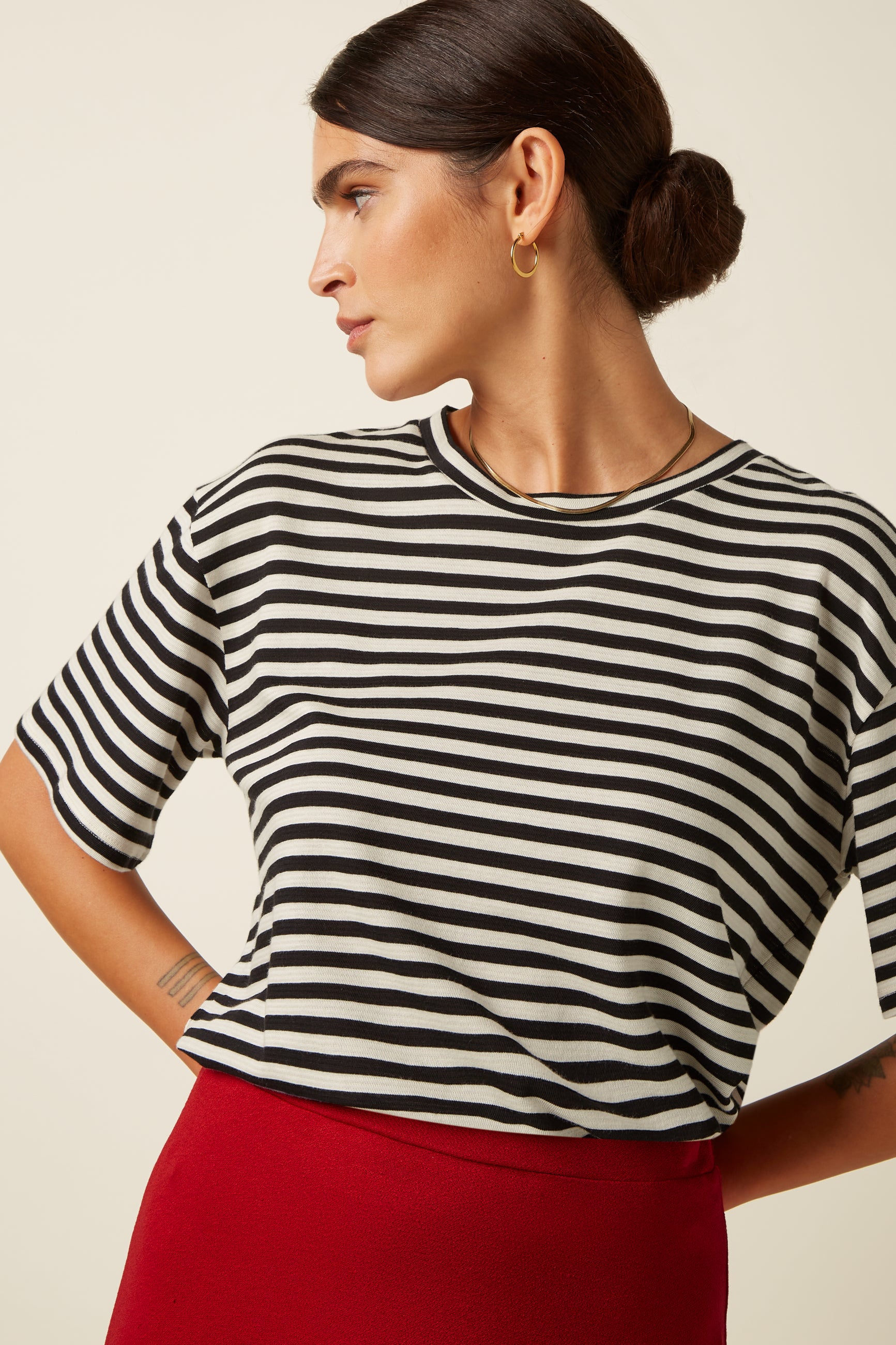 Boxy Top Chopito Stripe - Black