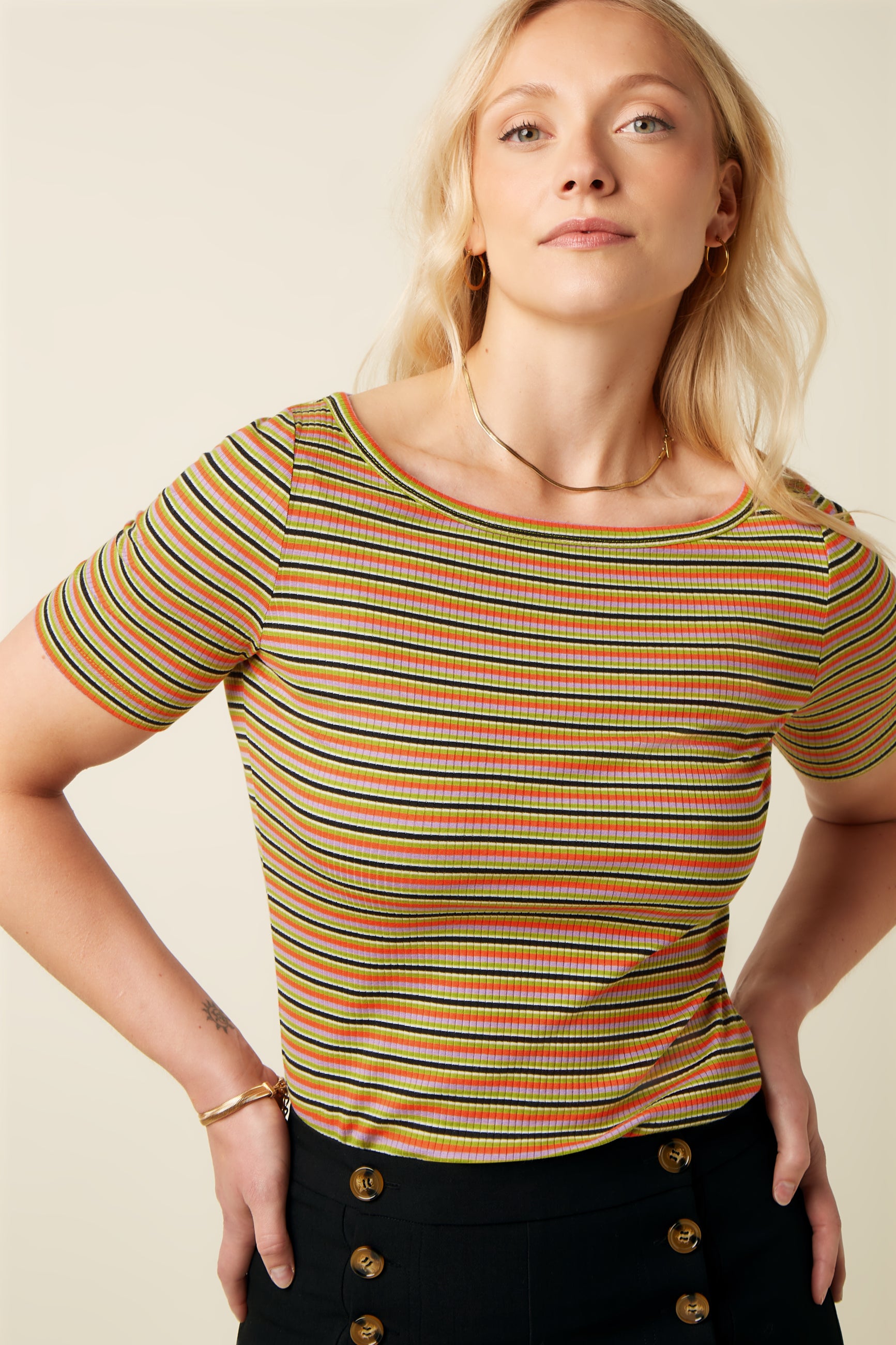 Lili Tee Mistral Stripe - Green Envy