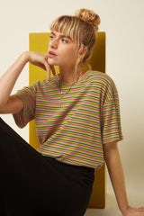 Boxy Tee Mistral Stripe - Green Envy