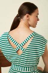 Manon Dress Chopito Stripe - Ultra Green