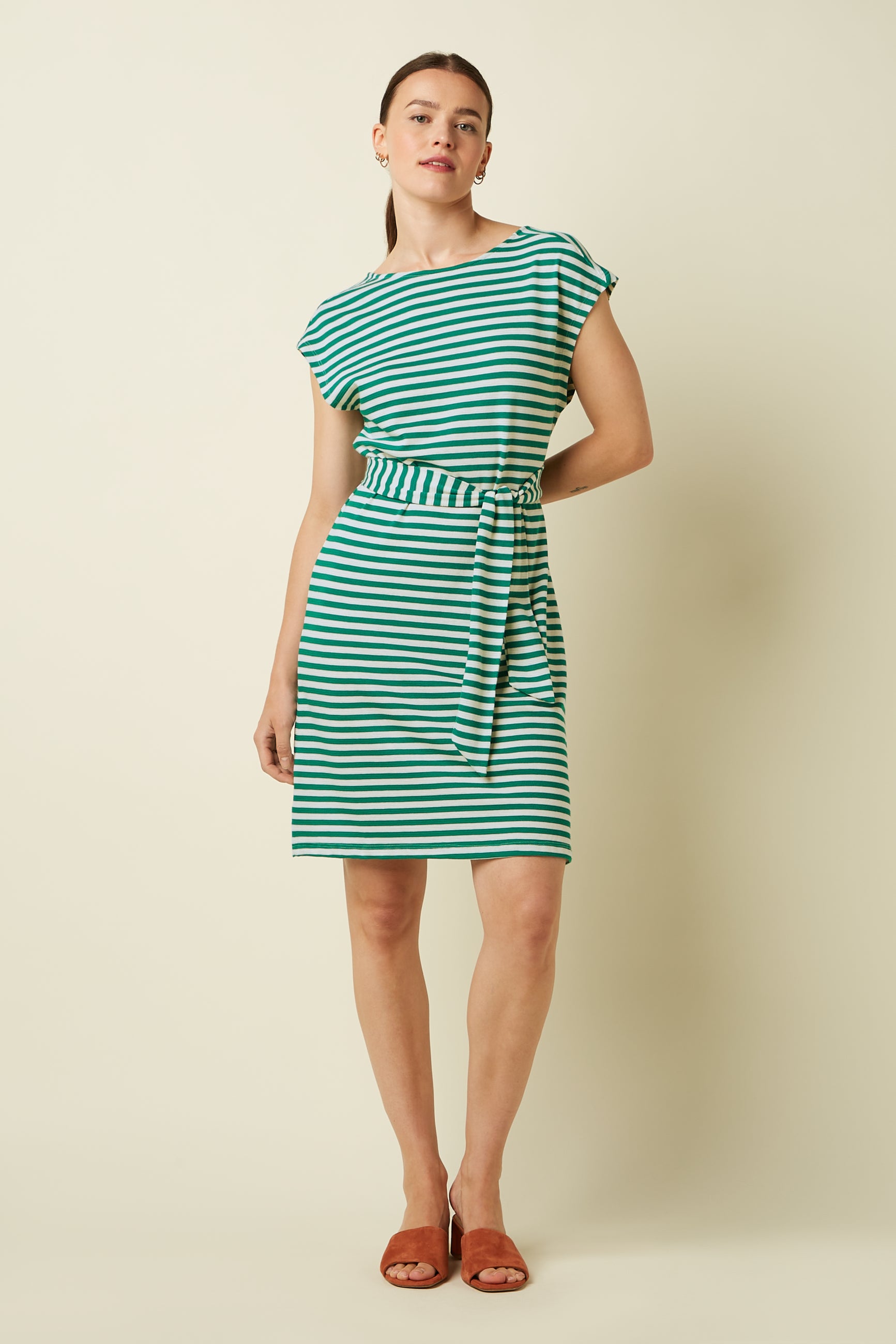 Manon Dress Chopito Stripe - Ultra Green
