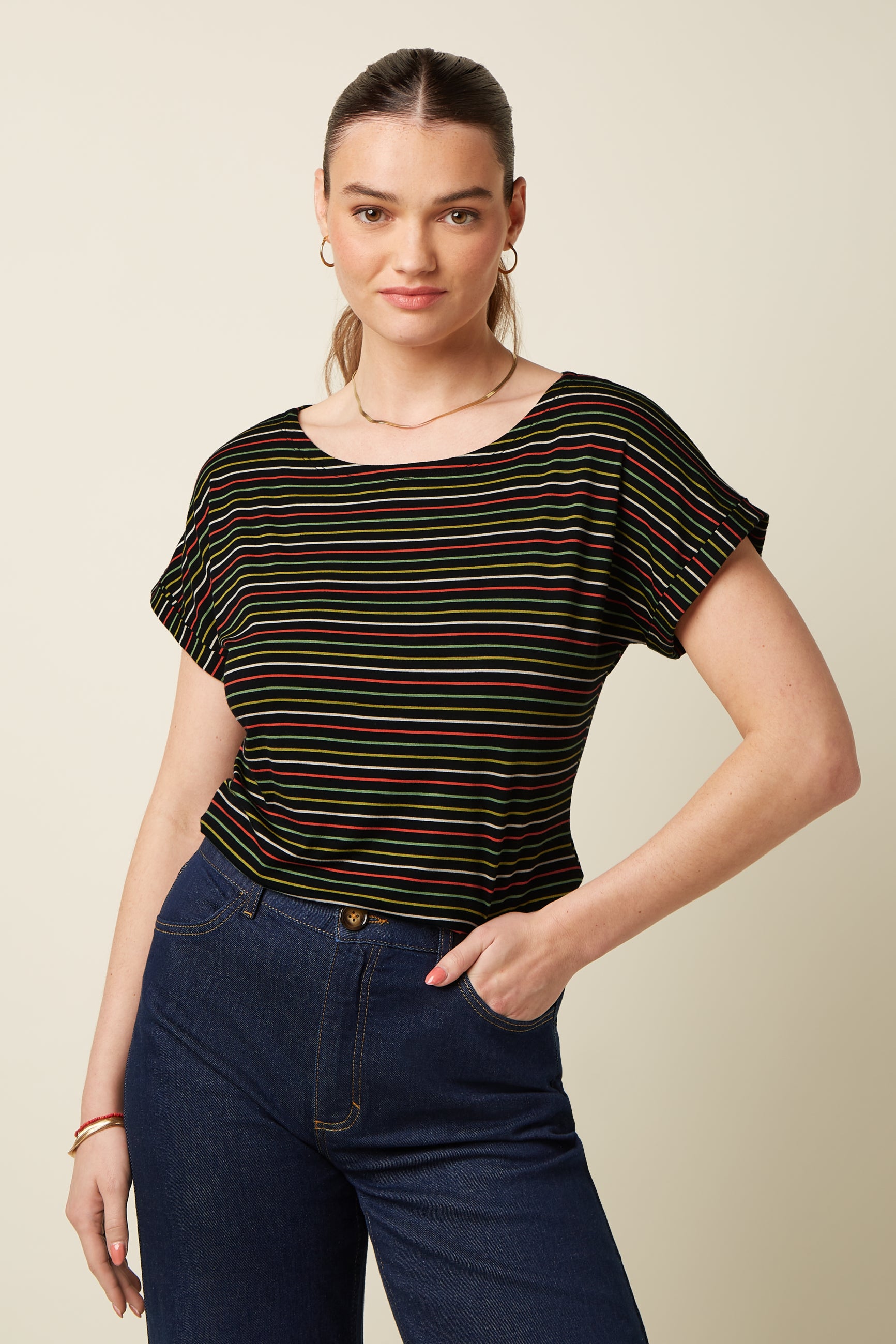 Aria Top Menchini Stripe - Black