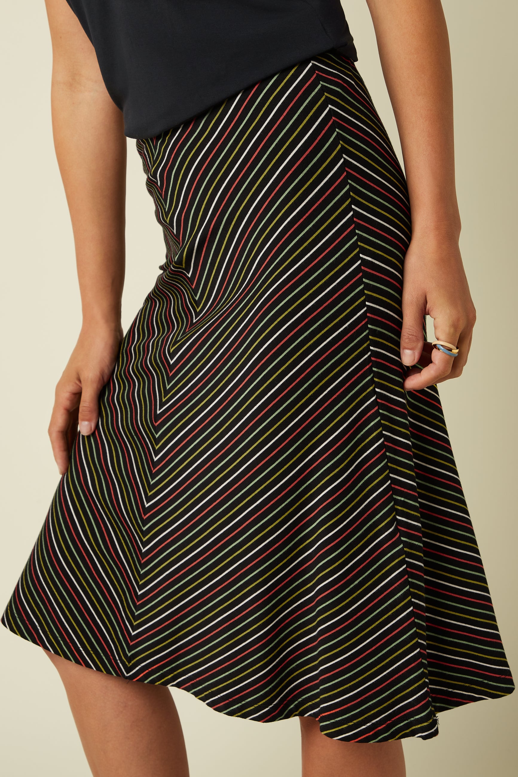Juno Panel Skirt Menchini Stripe - Black