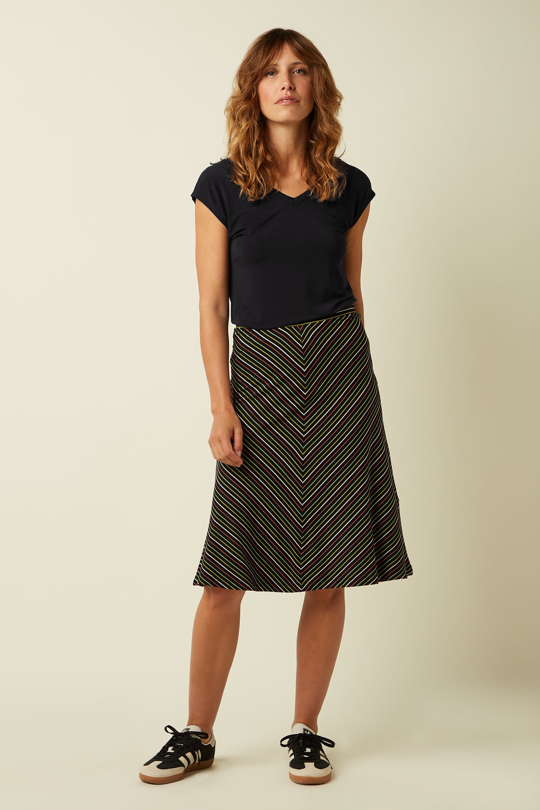 Juno Panel Skirt Menchini Stripe - Black