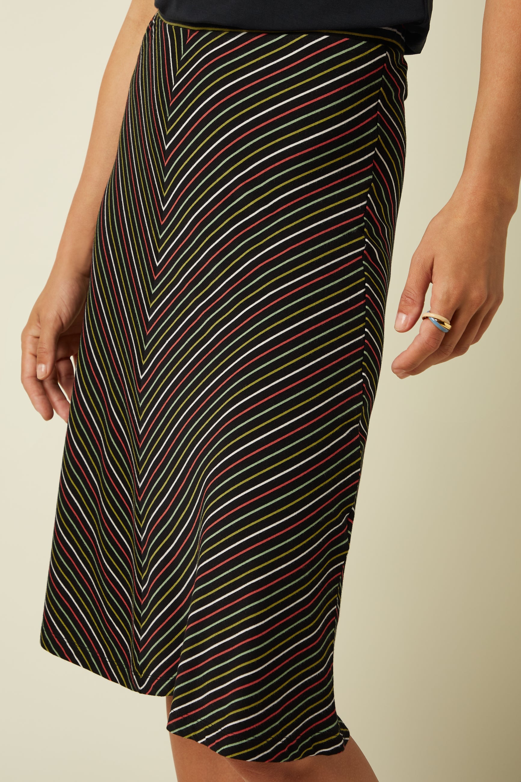 Juno Panel Skirt Menchini Stripe - Black