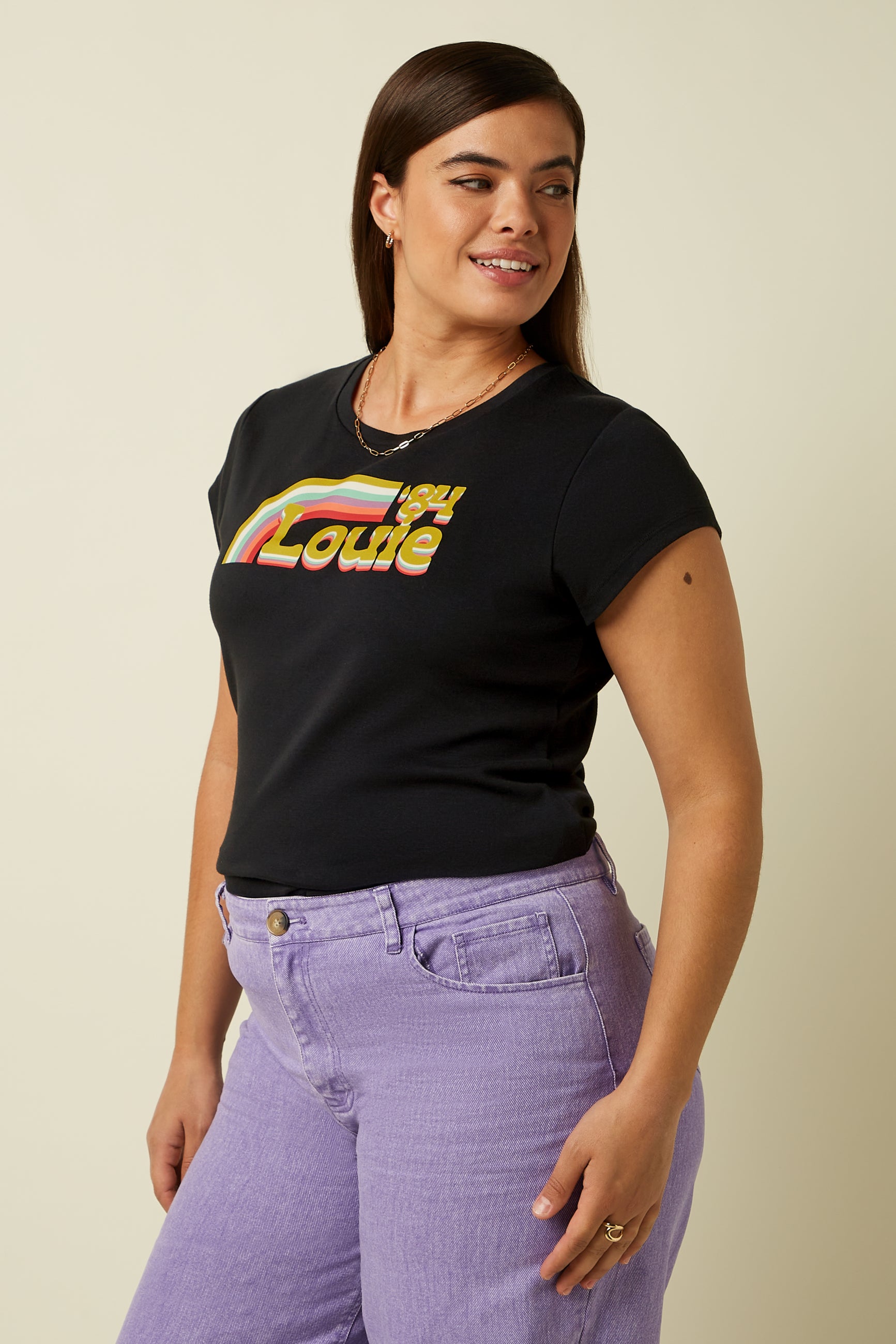 Cath Tee Placement Print - Black