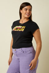 Cath Tee Placement Print - Black