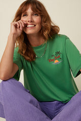 Boxy Top Placement Print - Peapod Green