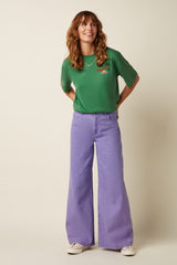 Boxy Top Placement Print - Peapod Green