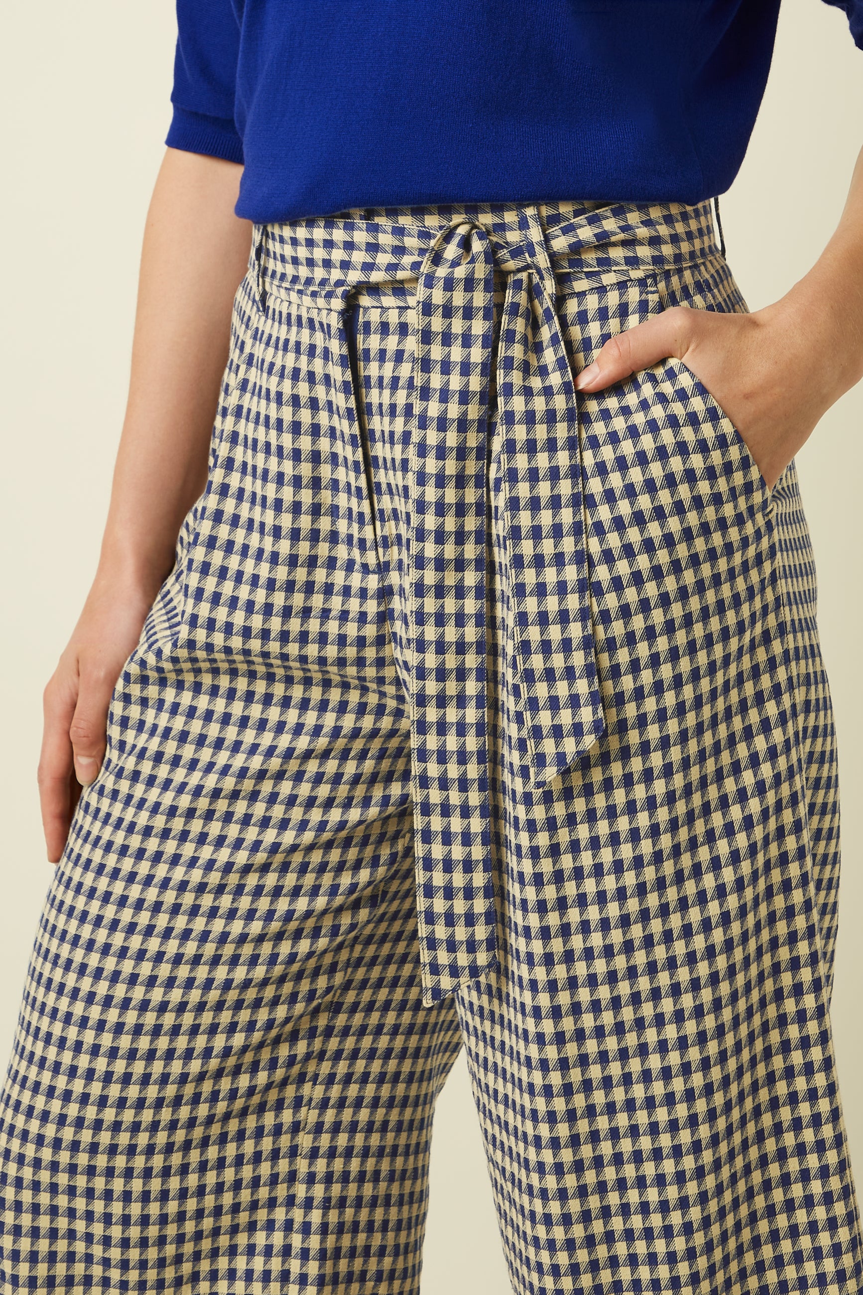 Ava Pants Pretty Check - Mazarine