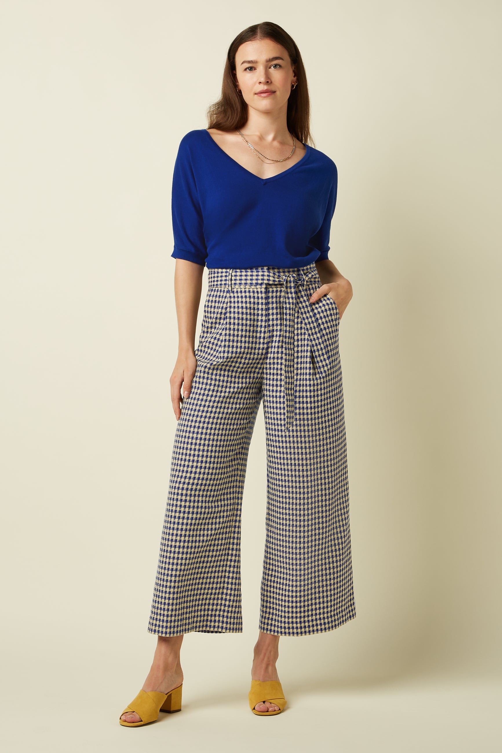 Ava Pants Pretty Check - Mazarine