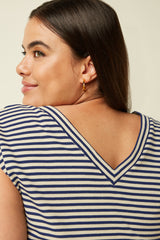 Double V Top Mariniere Stripe - Beacon Blue