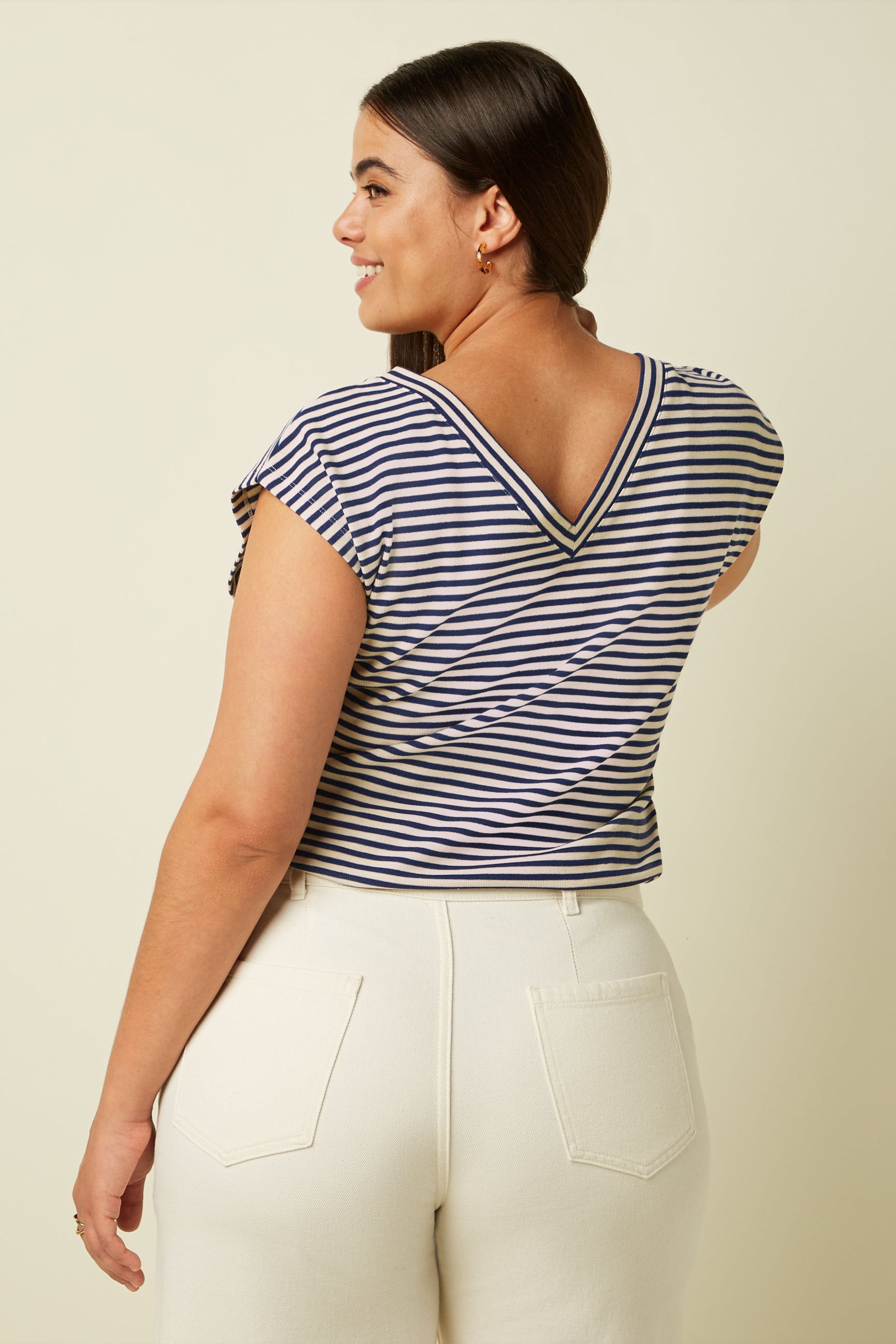 Double V Top Mariniere Stripe - Beacon Blue