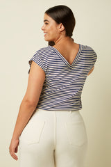Double V Top Mariniere Stripe - Beacon Blue