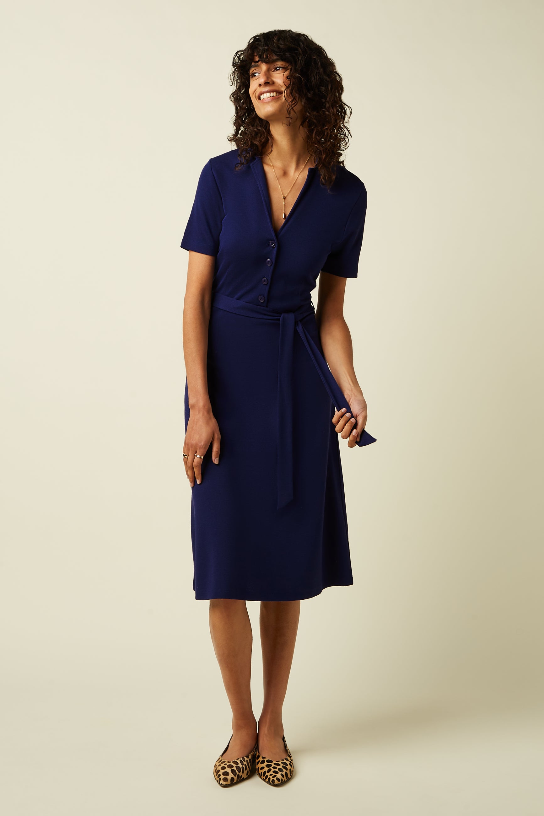 Lola Dress Milano Crepe - Beacon Blue