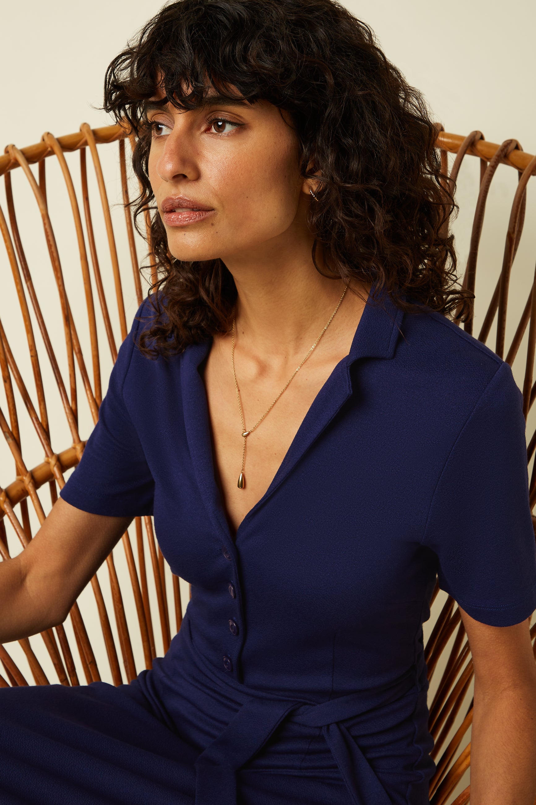 Lola Dress Milano Crepe - Beacon Blue