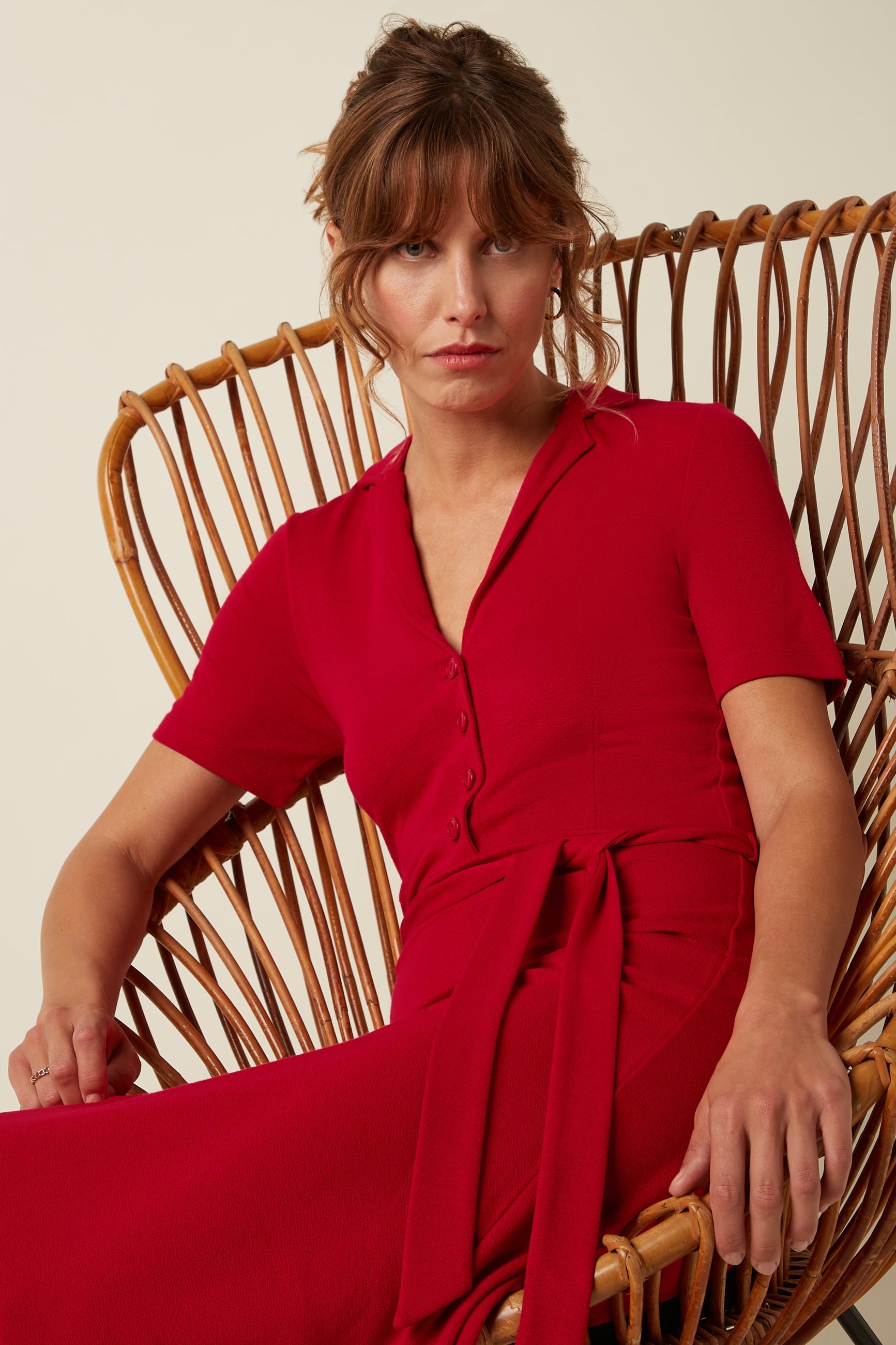 Lola Dress Milano Crepe - Chili Red