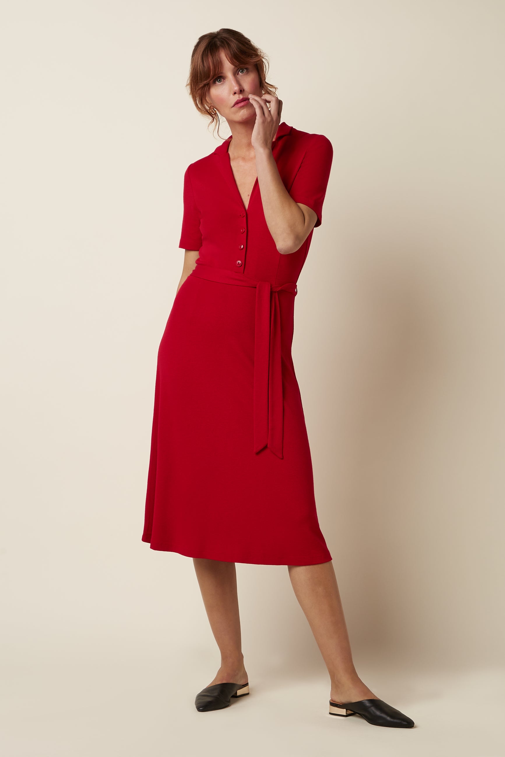 Lola Dress Milano Crepe - Chili Red
