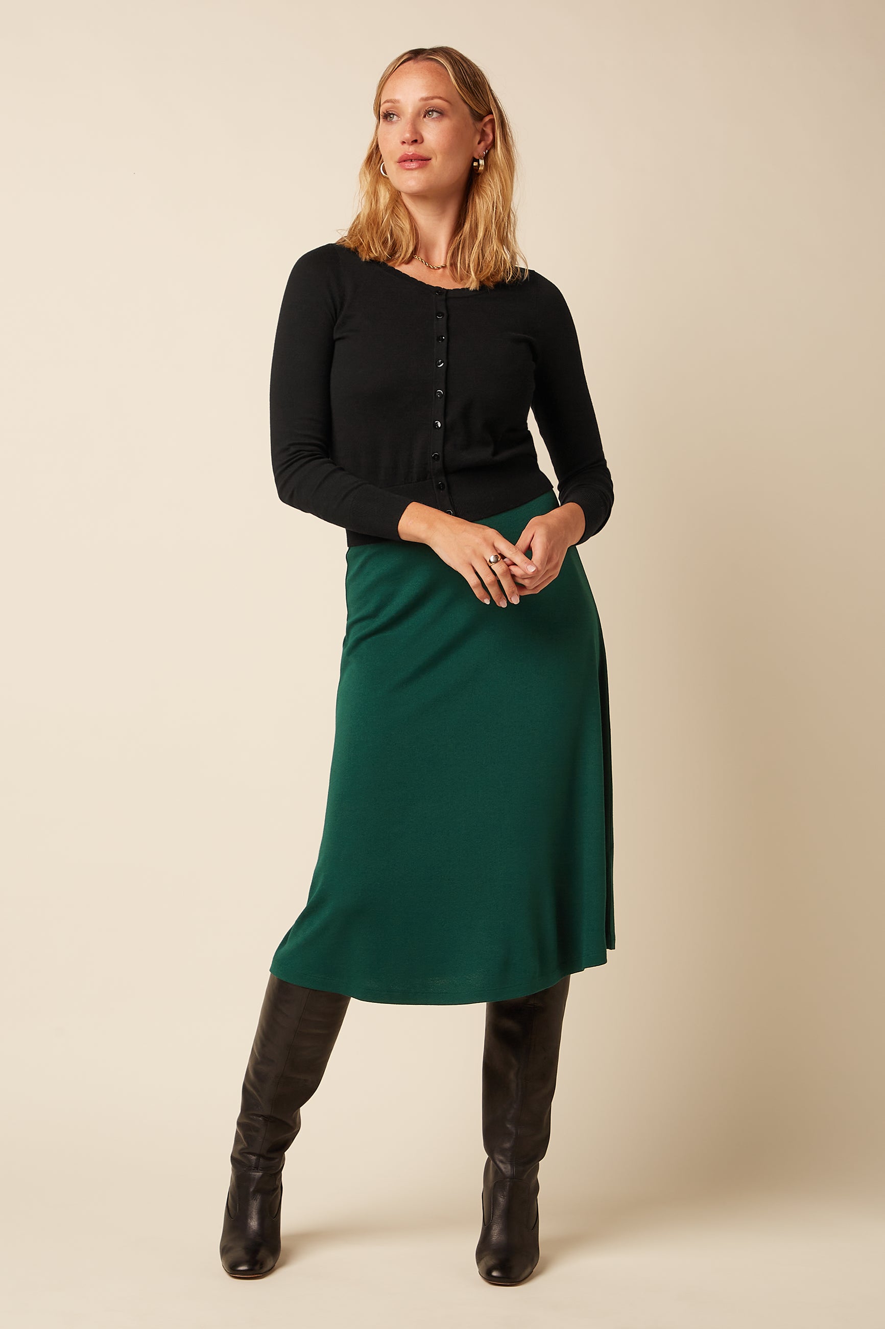 Juno Skirt Milano Crepe - Botanical Green