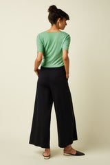 Border Palazzo Cropped Pants Milano Uni - Black