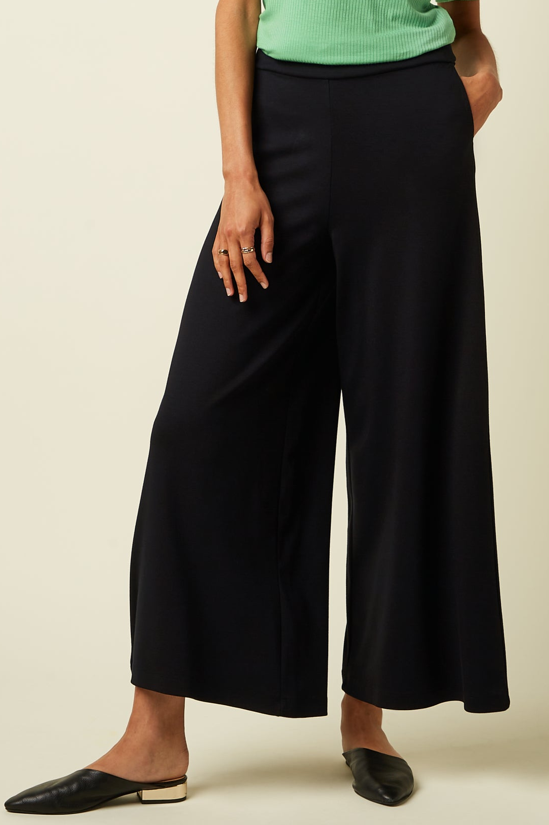 Border Palazzo Cropped Pants Milano Uni