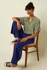 Border Palazzo Cropped Pants Milano Uni - Beacon Blue