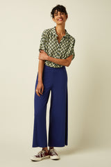 Border Palazzo Cropped Pants Milano Uni - Beacon Blue