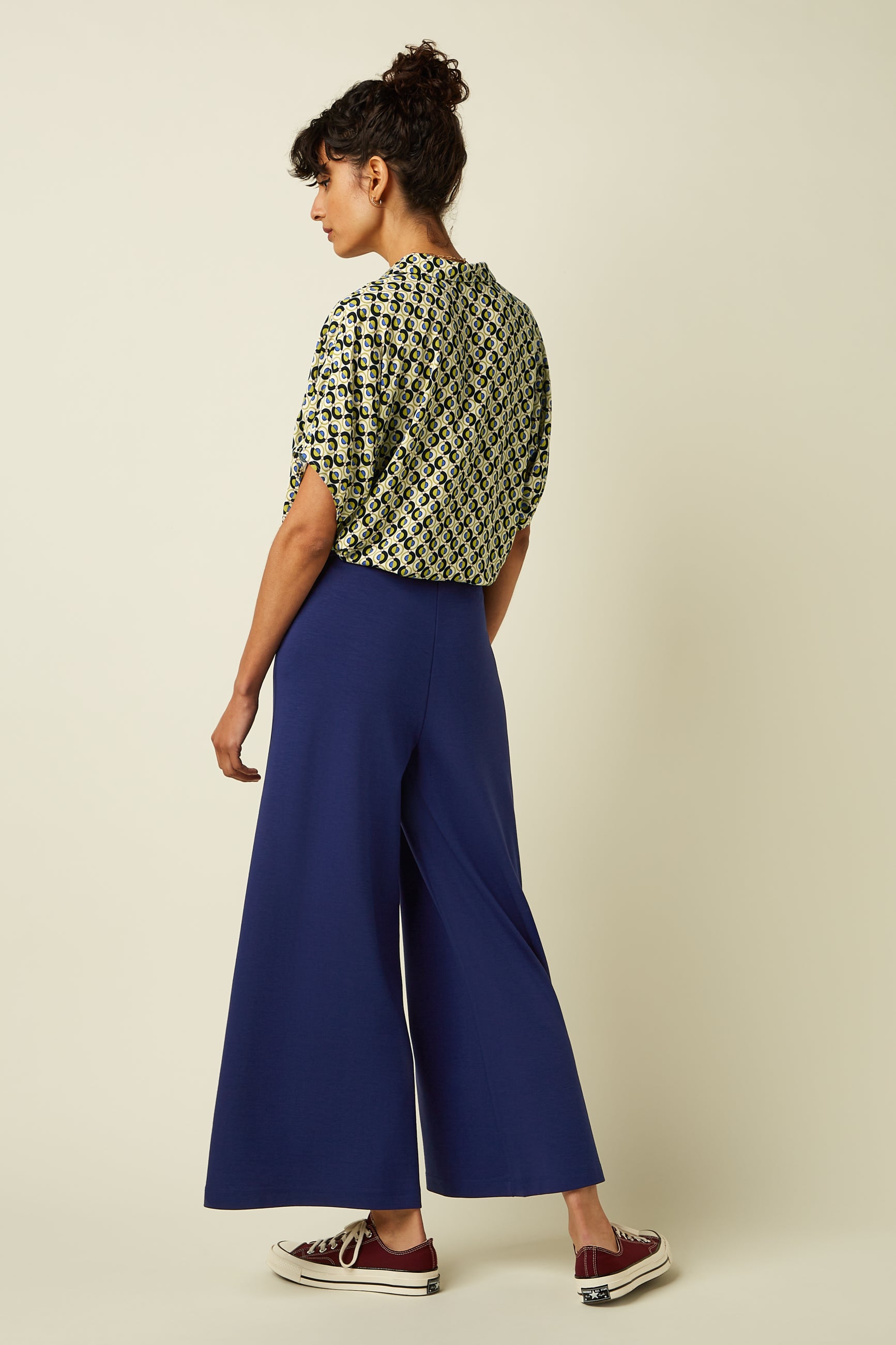 Border Palazzo Cropped Pants Milano Uni - Beacon Blue