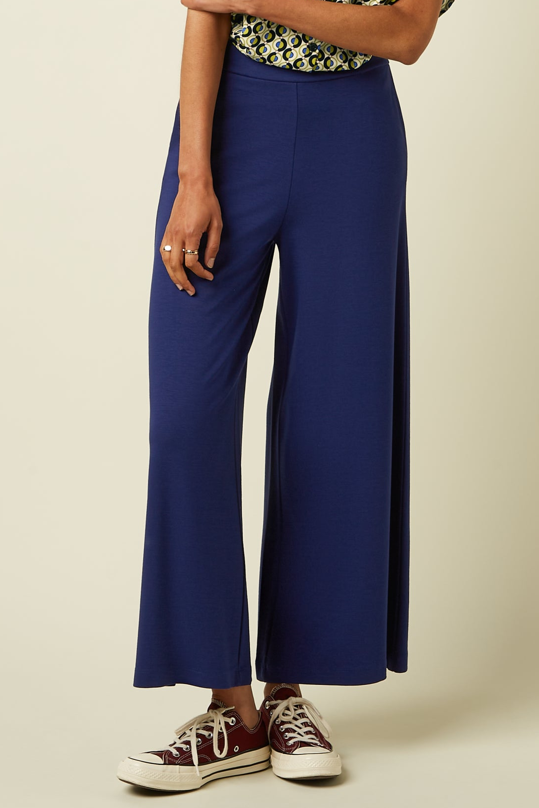 Border Palazzo Cropped Pants Milano Uni