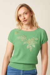 Ann Top Applique - Minty Meadow