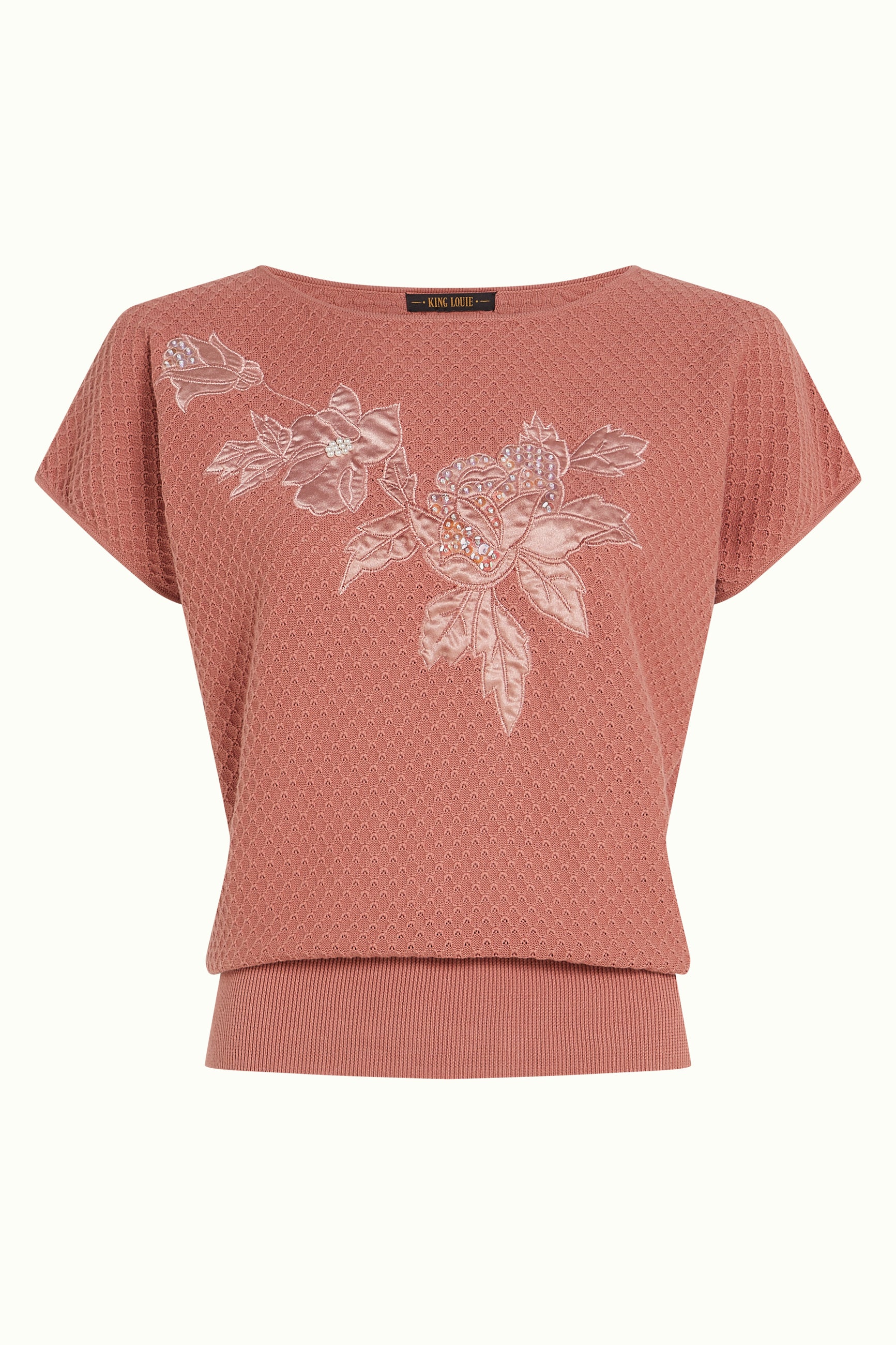 Ann Top Applique - Dusty Rose
