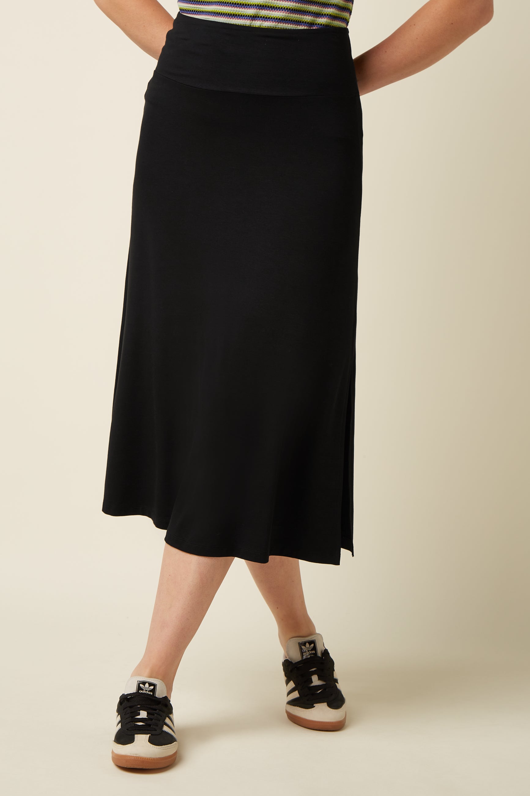 Border Midi Skirt Silva - Black