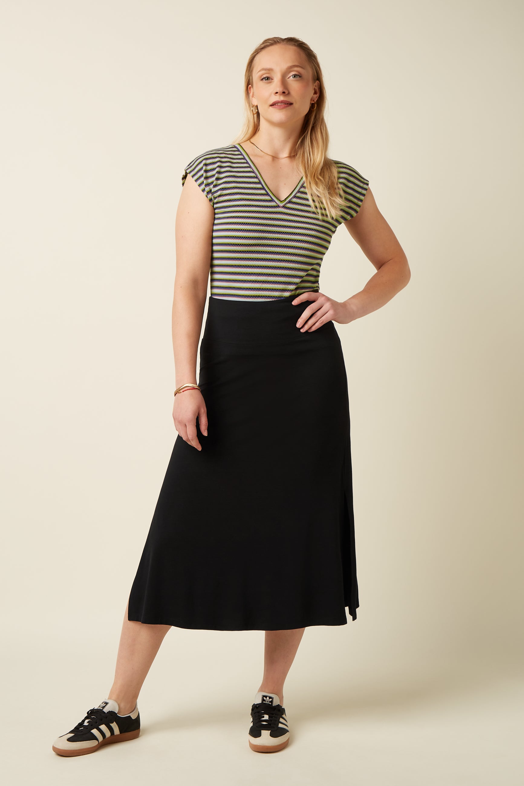 Border Midi Skirt Silva - Black