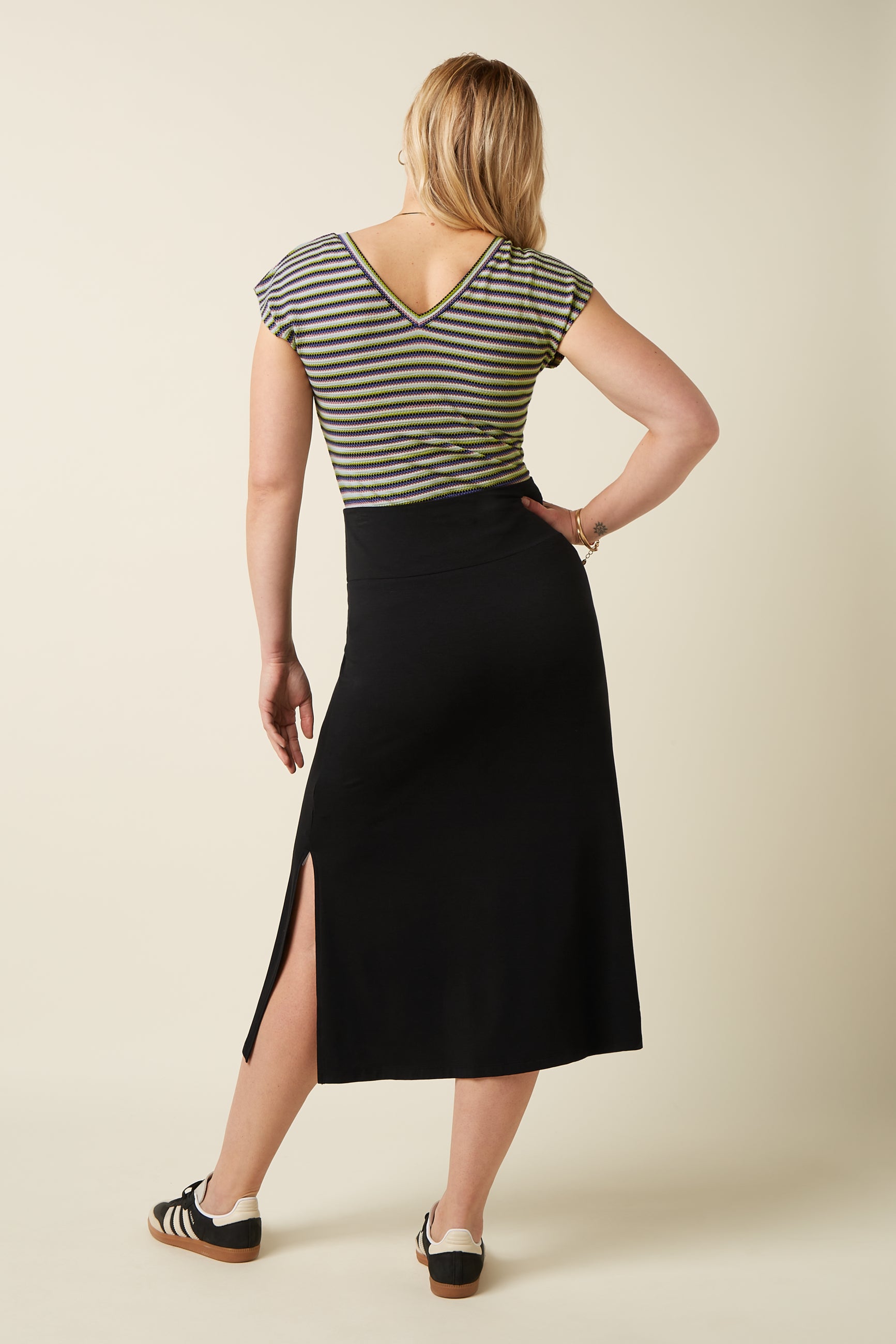Border Midi Skirt Silva - Black