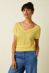 Double V Top Mateo Knit - Yellow Cream