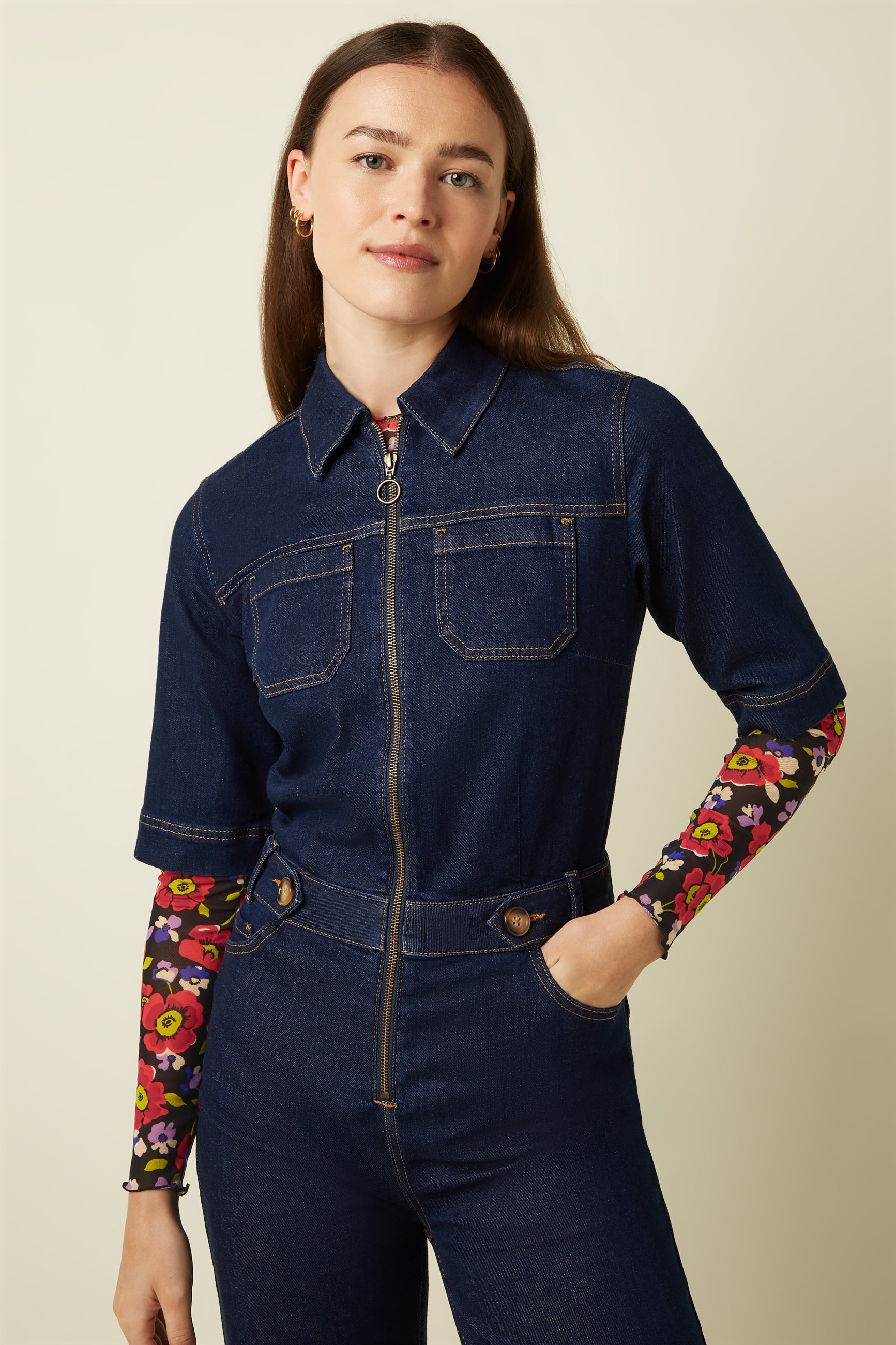 Zip Jumpsuit Onyx Denim