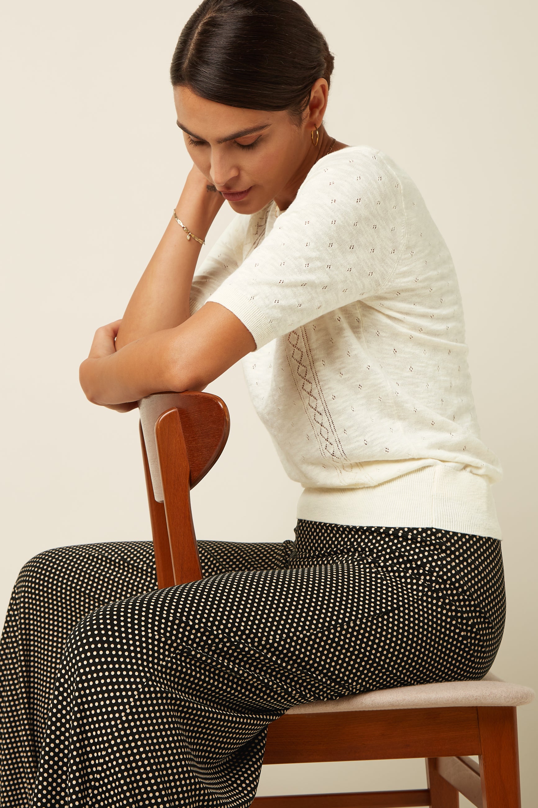 Border Palazzo Pants Piper - Black