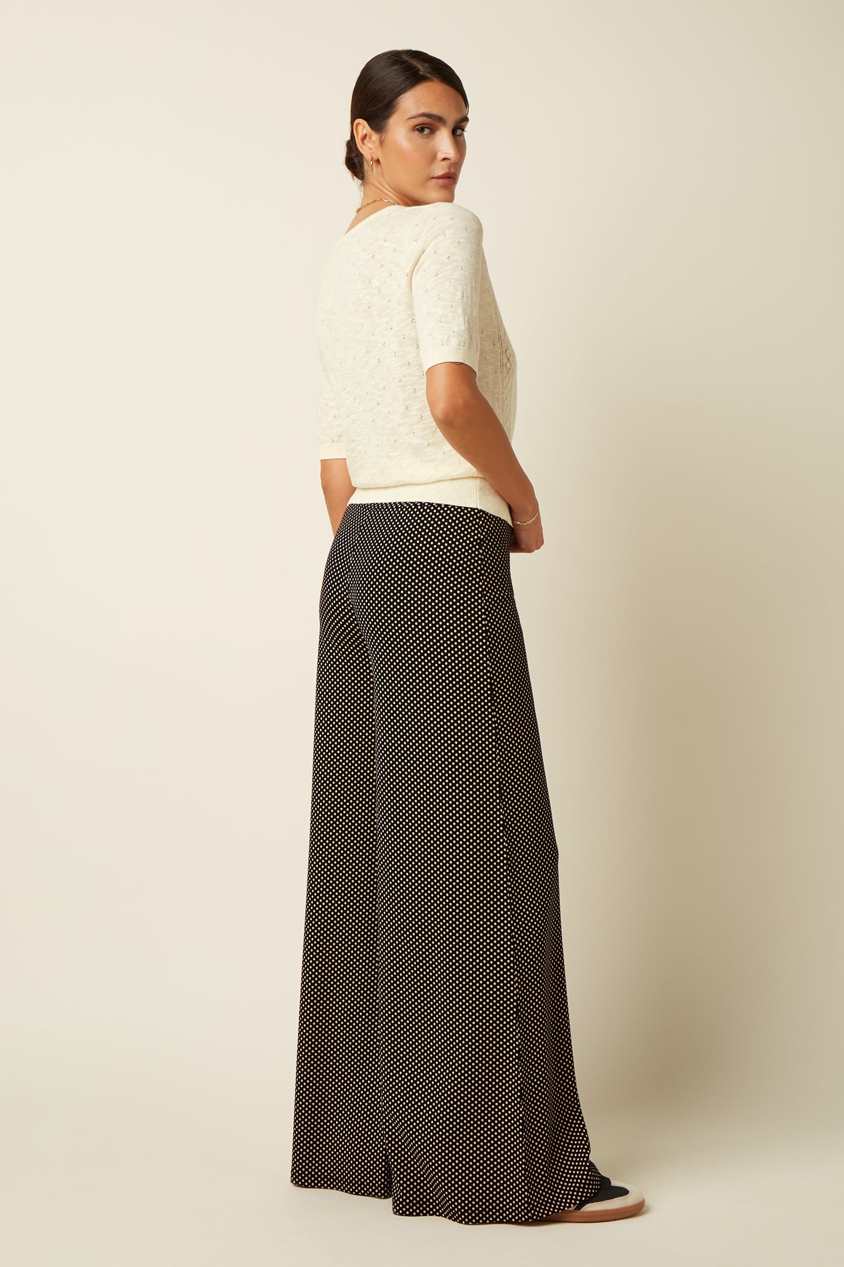 Border Palazzo Pants Piper - Black