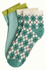 Socks Short 2-Pack Argyle - Matcha Green